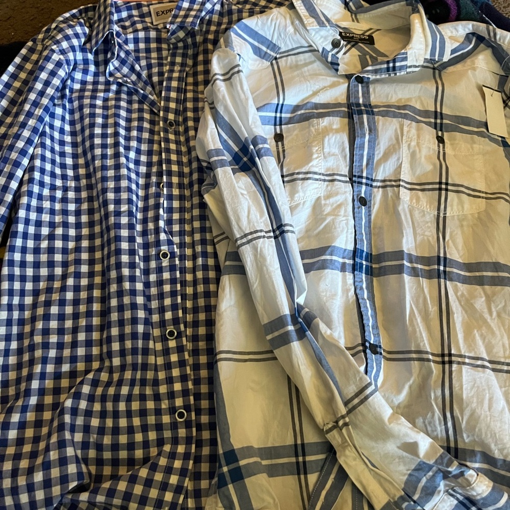 Lot of 2 Express Blue Checkered Men's Shirt
